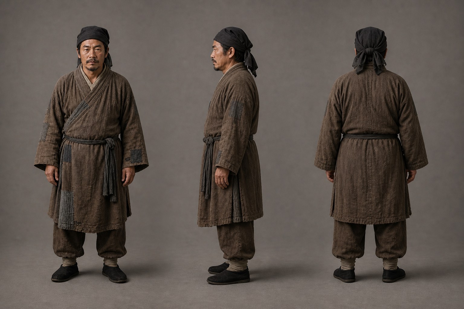 武植三視圖角色設定(AI 生成,非真人照片)