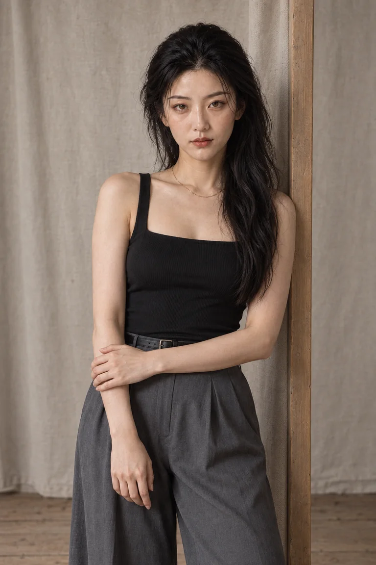 潘金蓮，SWANKY MODELS 名冊照（AI 生成，非真人照片）
