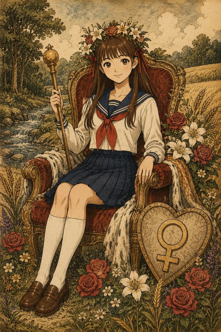 制服女孩塔羅皇后牌