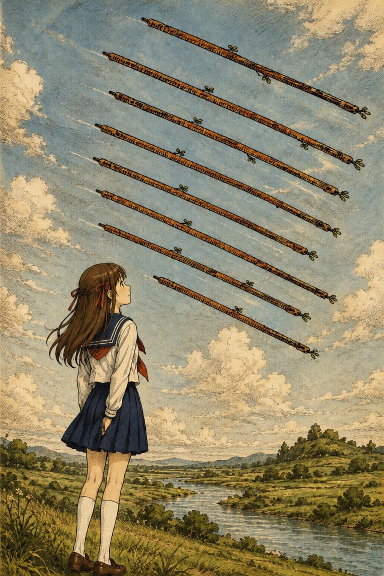 制服女孩塔羅權杖八